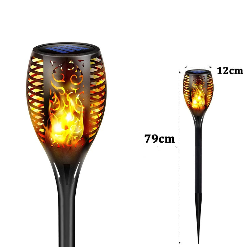 Solcellsdriven LED Lykta för Utomhusbruk | IP65 Vattentät Trädgårdsfackla med Flammeffekt – Energisnål & Automatisk Tändning-Kök-BB-1 Pack-12 x 79cm-Hemnix