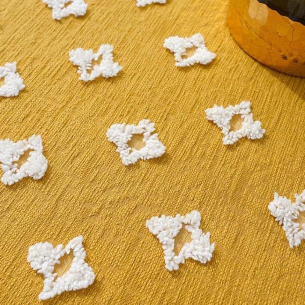 Mångsidig Gul Broderad Quast Duk Carvallo