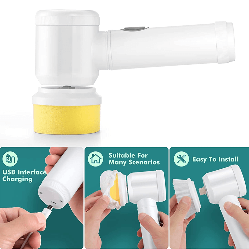 PureSpin – Uppladdningsbart elektriskt rengöringsborsteset | Vattentät skrubbborste med 3 utbytbara huvuden MILA Sverige