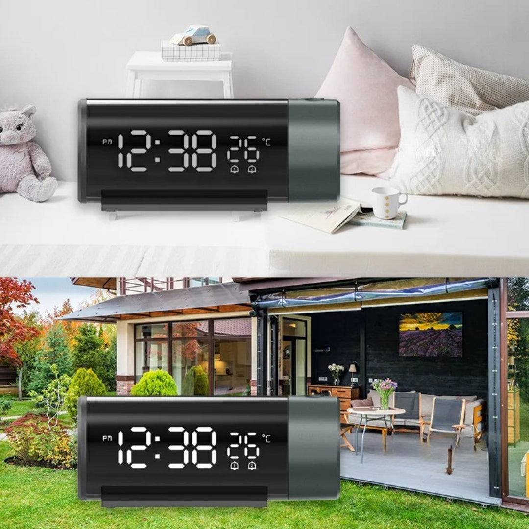 Carvallo – slankt projektionsur med tids- och temperaturvisning Carvallo