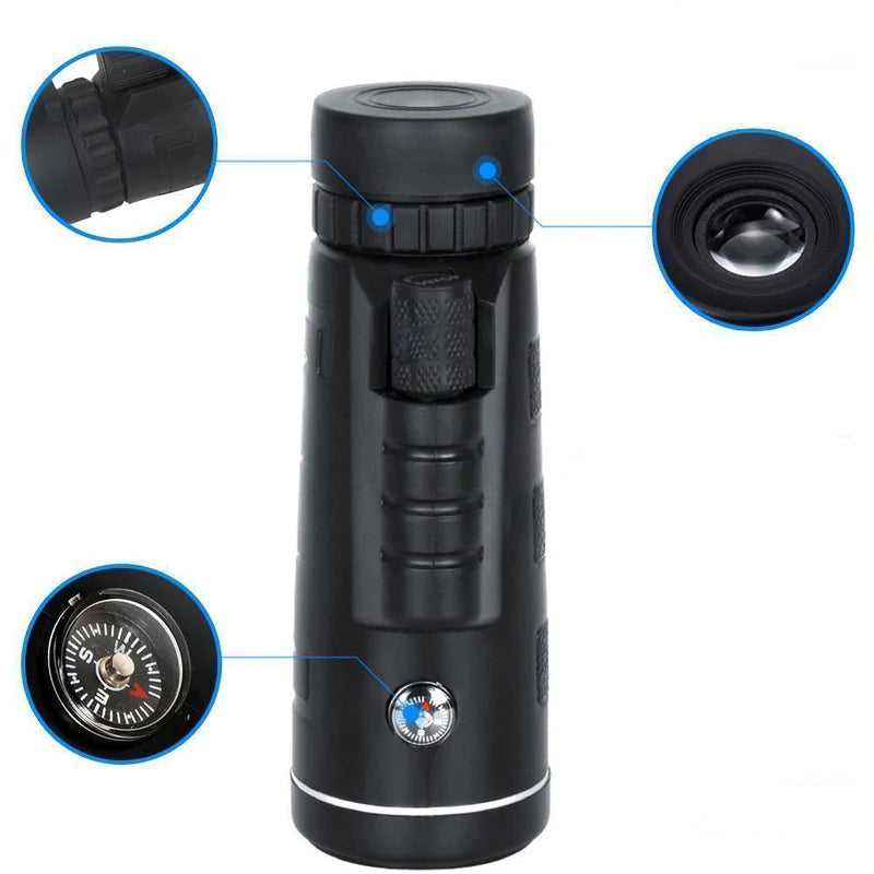 Carvallo FernZoom 12X Pro | 12x50 HD-teleskop med smartphone-hållare | Vattentät & kompakt | Idealisk för natur, resor & sport Carvallo