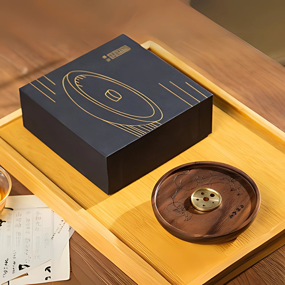 Rund trä- och kopparrökelsehållare Carvallo