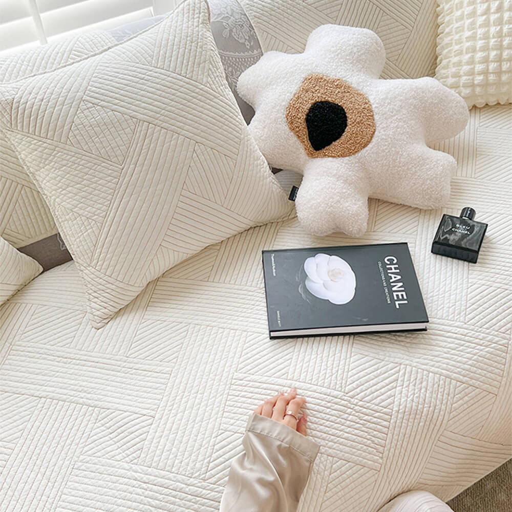 Minimalist All-Season Solid Cotton Geometric Sofföverdrag Carvallo