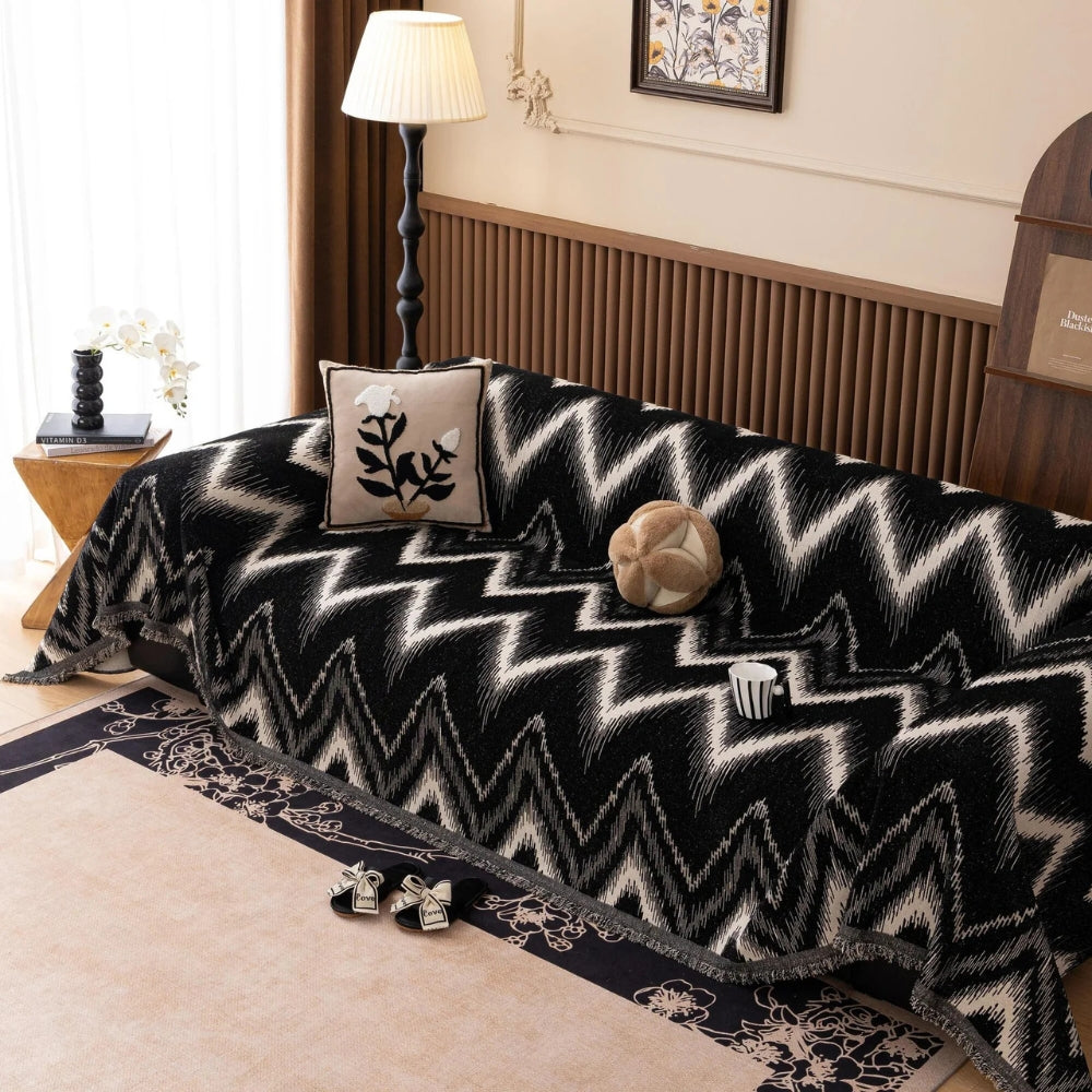 Ockra Streak Texturerat Sofföverdrag Carvallo