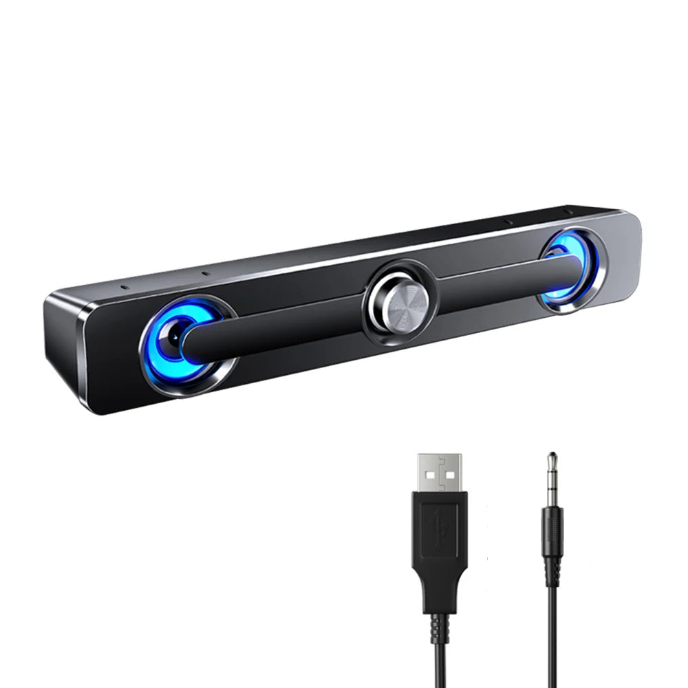 PC Soundbar Högtalare – USB-driven med LED-ljus 3,5 mm jack för Laptop & TV Carvallo