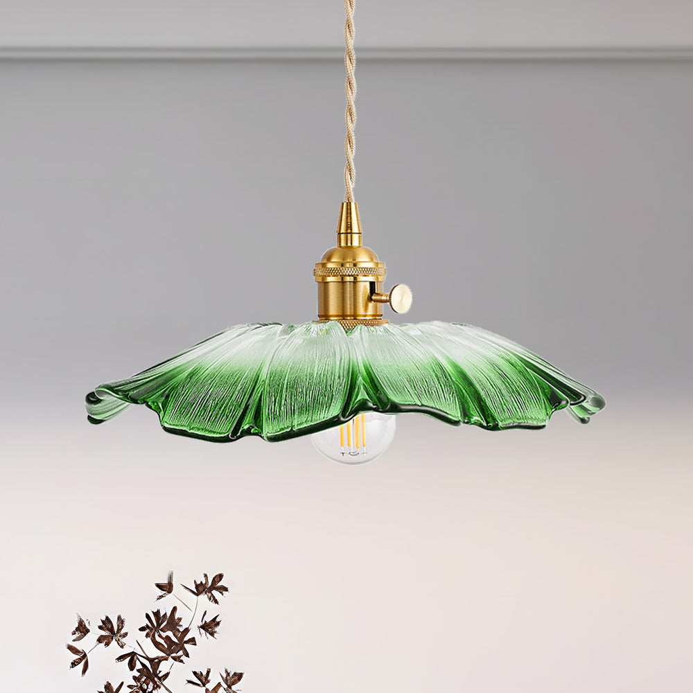 Vintage Floral Glass Pendant Light | Retro Elegance | Warm Glow | Justerbar Hängande | Brick by Brick Carvallo