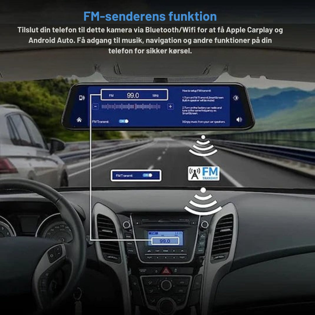 Carvallo – Smart spegelkamera med 4K-upplösning, bilspel, Android Auto och säkerhetsvarningar Carvallo