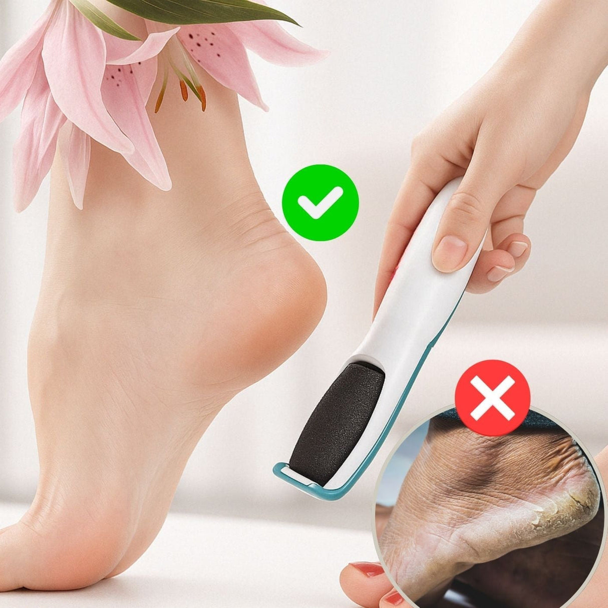 SilkyStep – Uppladdningsbar elektrisk fotfil | Vattentät förhårdnaderborttagare och pedikyrverktyg MILA Sverige