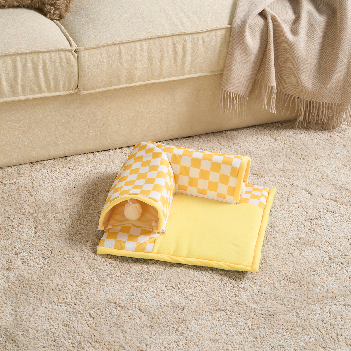 Plaid Purr Retreat Tunnel – Mysig, Interaktiv och Lätt att Rengöra Carvallo