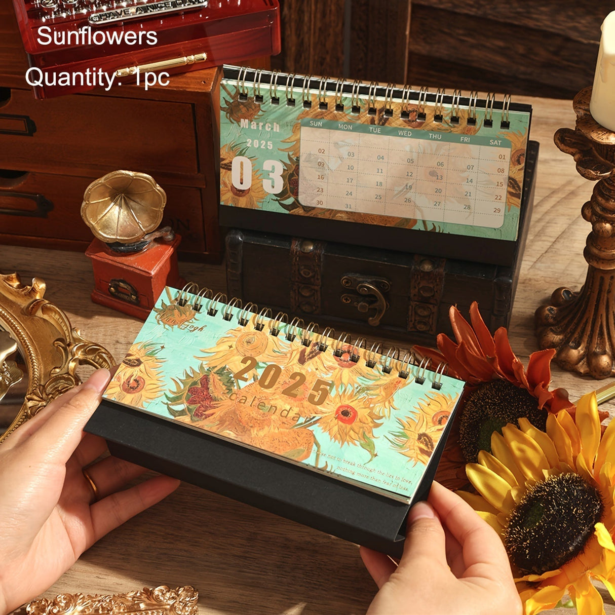 Skrivbords kalender med vintage konstdesign Carvallo