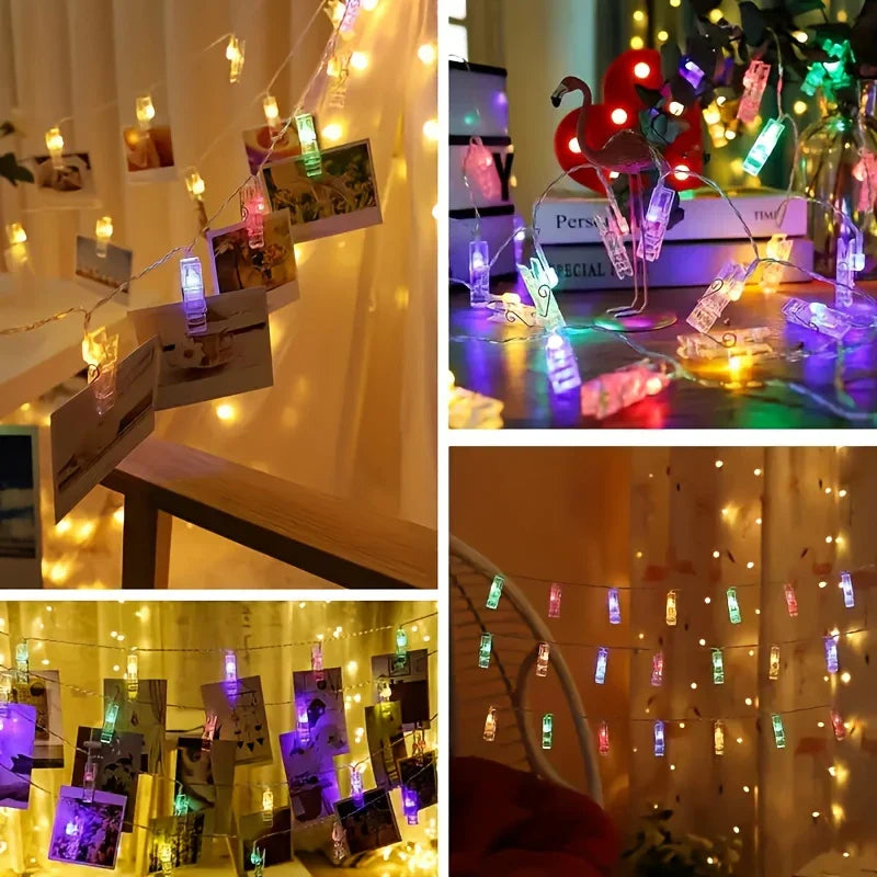 LED Fotoklipp Ljussträng med Batteridrift – Färgskiftande ljus för dekoration och fotopresentation Carvallo
