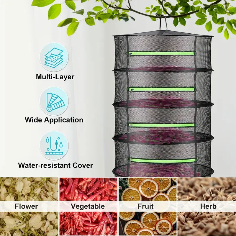 Fällbar torkställning för frukt, grönsaker och örter – Flerlagers nätställ för snabb torkningsprocess Carvallo