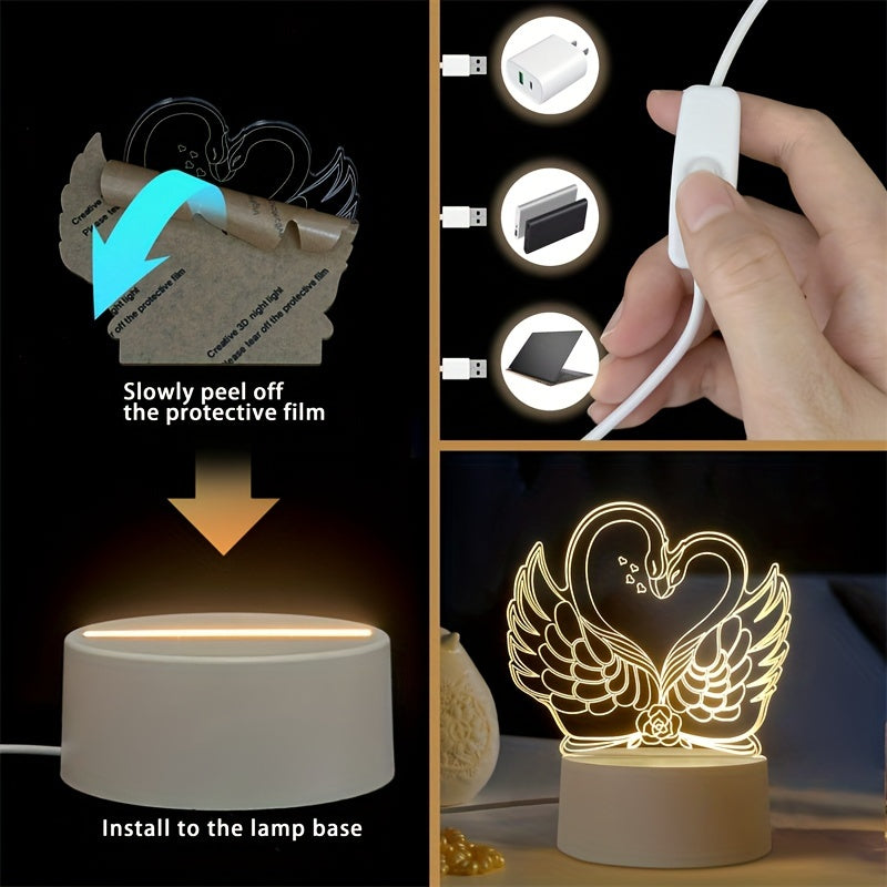 ZwaanLicht - USB-driven 3D LED Bordslampa med Akrylram Carvallo