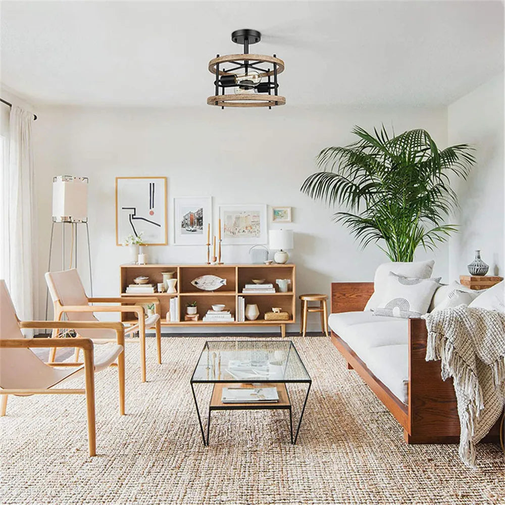 RustiGlow - Vintage trä taklampa för en mysig och tidlös atmosfär Carvallo