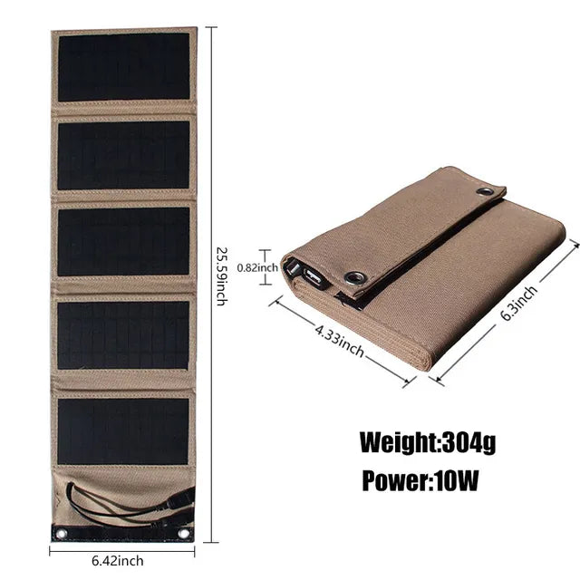 Carvallo Solarpanel Solvion FoldCharge | 10.000 mAh Powerbank | 2× USB | 10 W effekt | Utomhus & Resor | Vattentålig Carvallo