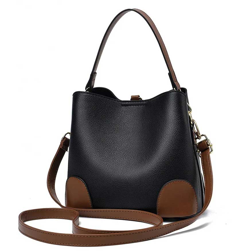 Modeva - Designerinspirerad Vintage Läderhandväska med Hink och Axelrem-Handväska-BB-Hemnix