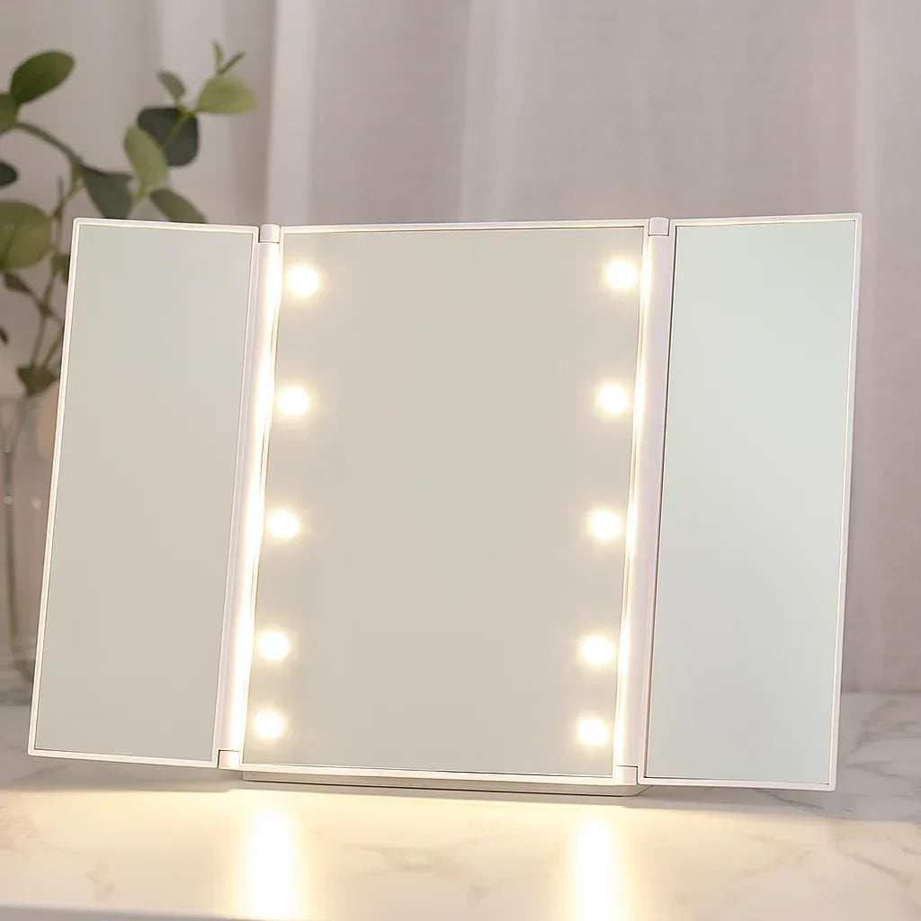 Makeup Spegel med LED-lampor och Trifold Design Carvallo