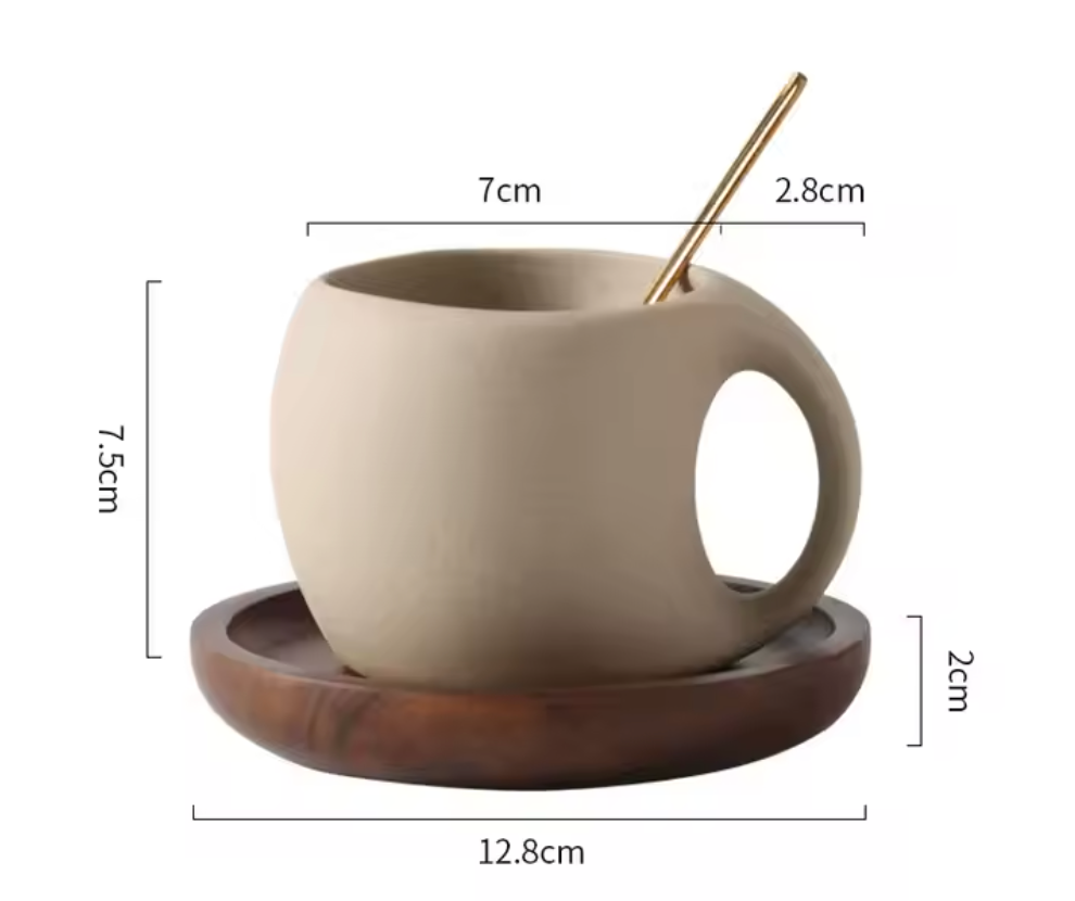 Exklusiv Keramikkopp med Träfat – 250 ml-VaruZ-Hemnix