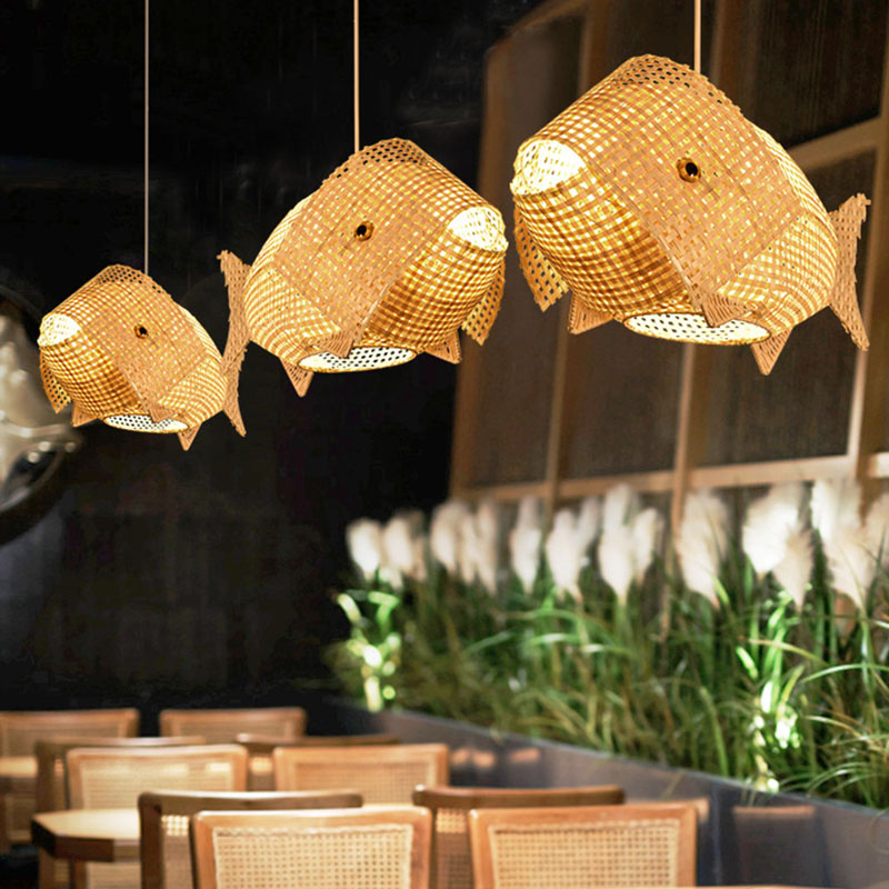 BambooFish - Hänglampa i asiatisk stil i trä Carvallo