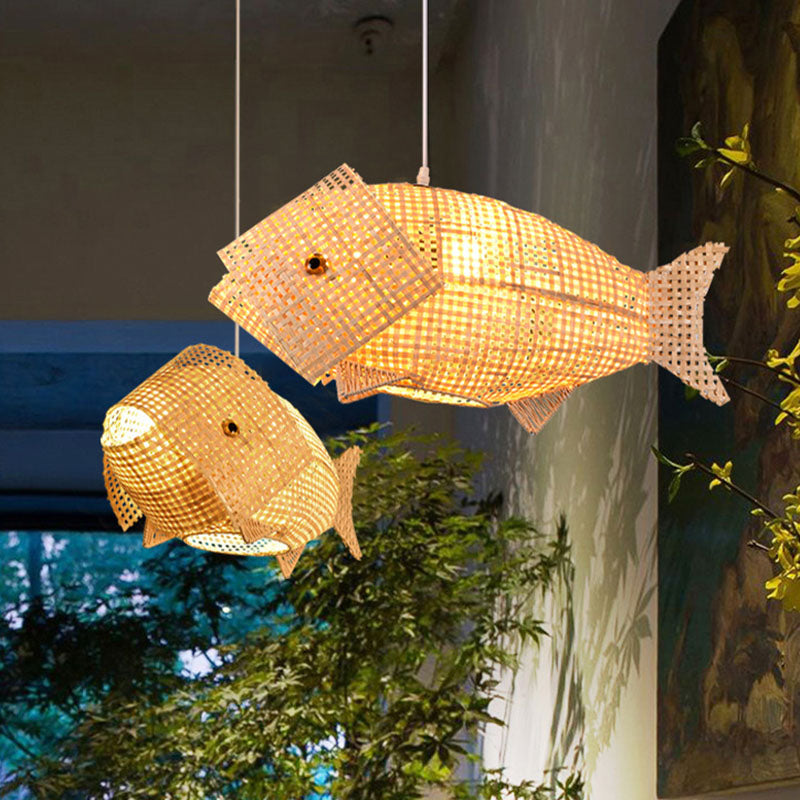 BambooFish - Hänglampa i asiatisk stil i trä Carvallo