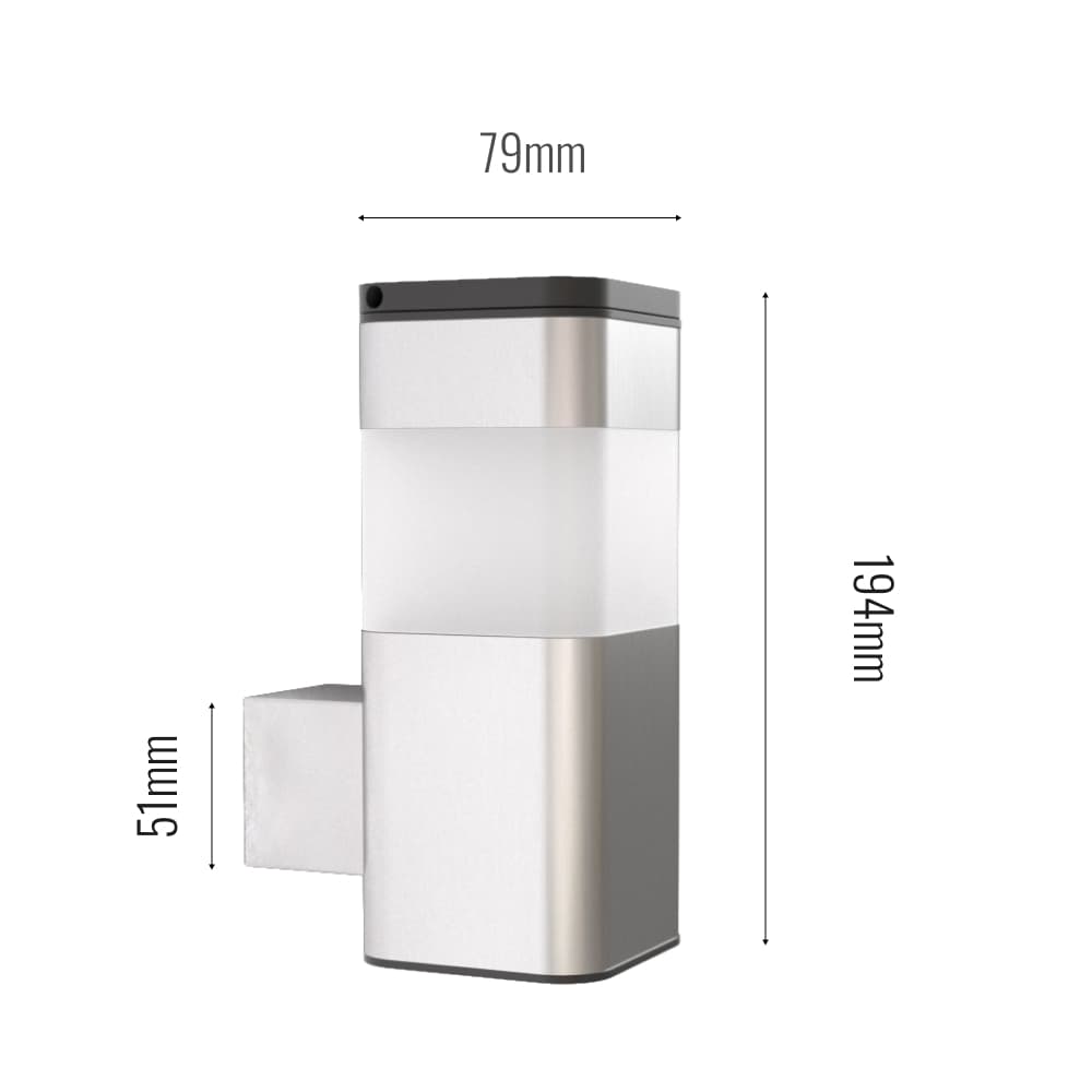 Vägglampa rostfritt stål solenergi utomhuslampa Carvallo