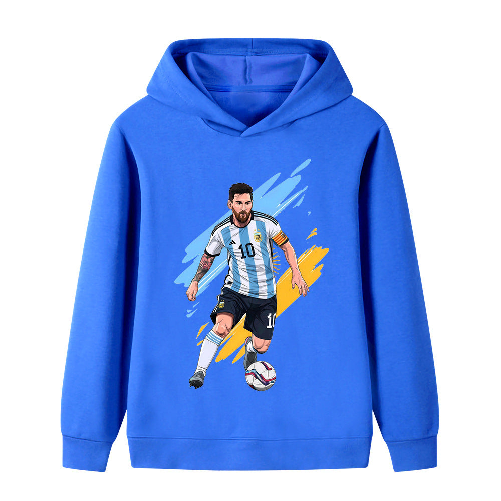 Lionel Messi Fotbolls Hoodie för Barn - Argetina Footballdinho