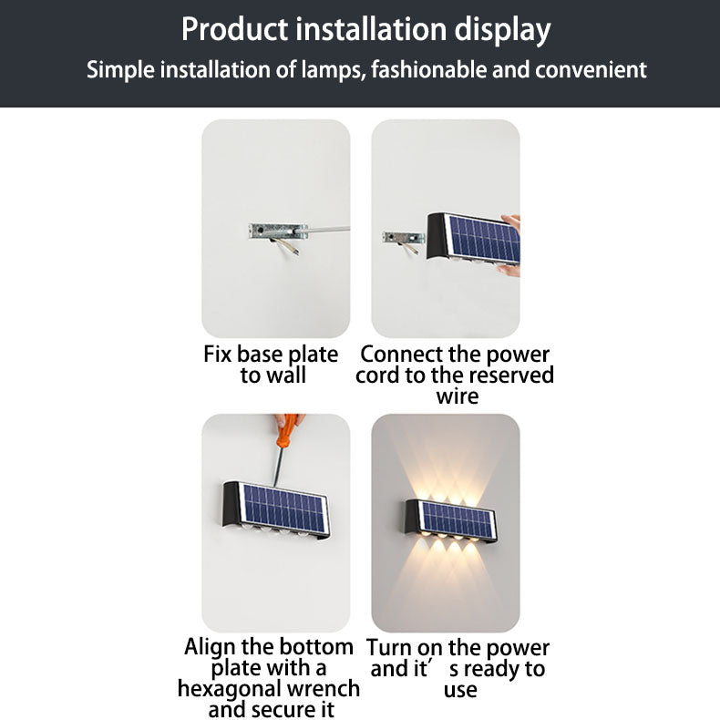 Carvallo Modern Solar-LED-Wall Light for Outdoor | Rectangular Design | IP56 Waterproof | Various Sizes & Light Intensities Carvallo