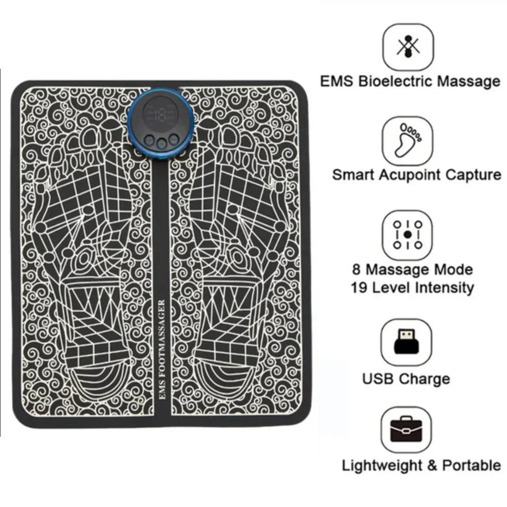 Trådlös EMS fotmassagedyna – Uppladdningsbar muskelstimulator för avslappning och cirkulationsökning MILA Sverige