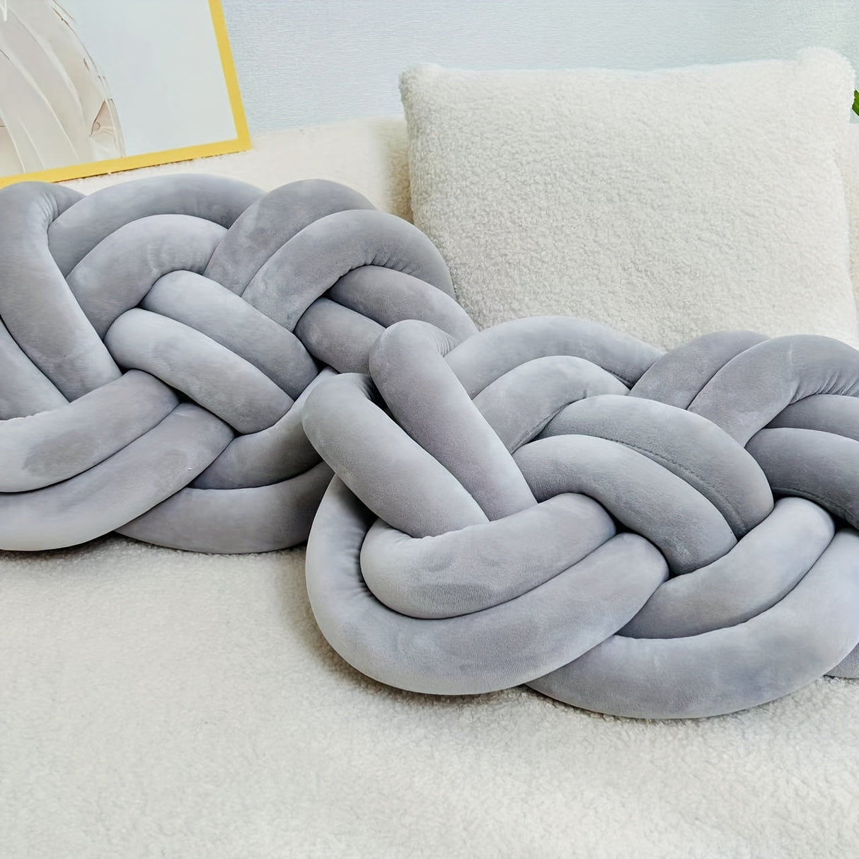 2 Stycken Knop Ball Kuddar - Mjuka Plysch Kuddar, Dekorativa Kuddar för Säng, Soffa och Vardagsrum Carvallo