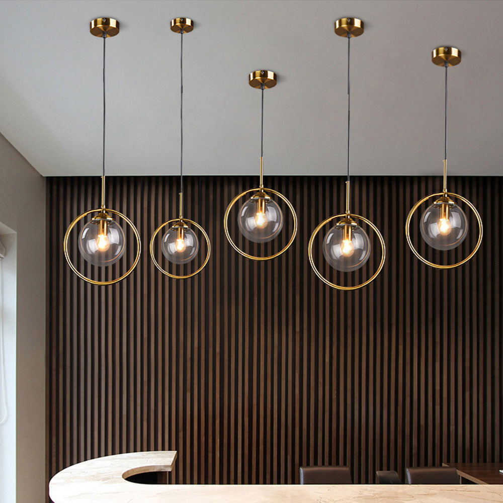 Glas Hänglampa med Guldram Utförande Carvallo