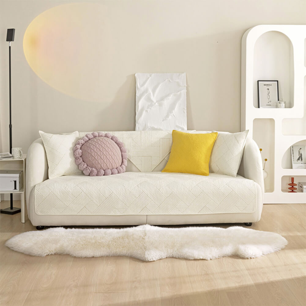 Minimalist All-Season Solid Cotton Geometric Sofföverdrag Carvallo