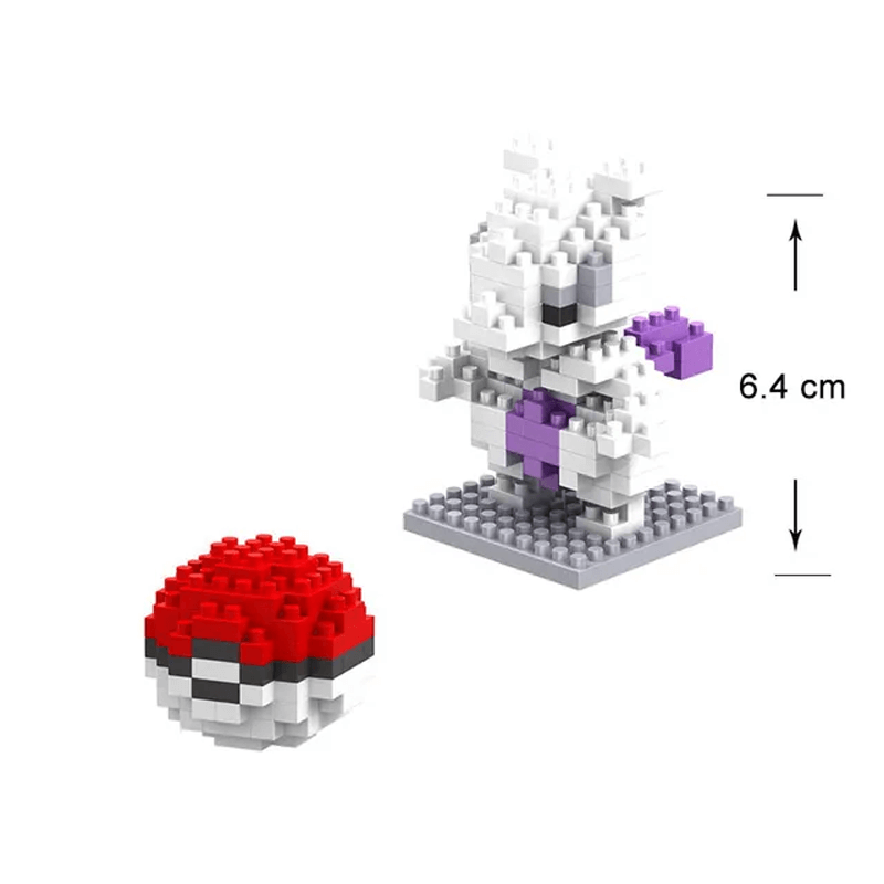 Poke Karaktärs Nanoblocks Anime Byggklossar-Byggsats-BB-Mewtwo/PokeBall-Hemnix