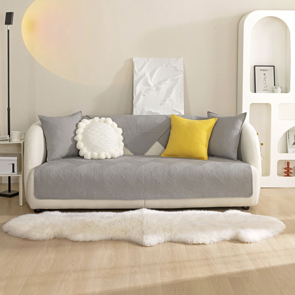 Minimalist All-Season Solid Cotton Geometric Sofföverdrag Carvallo