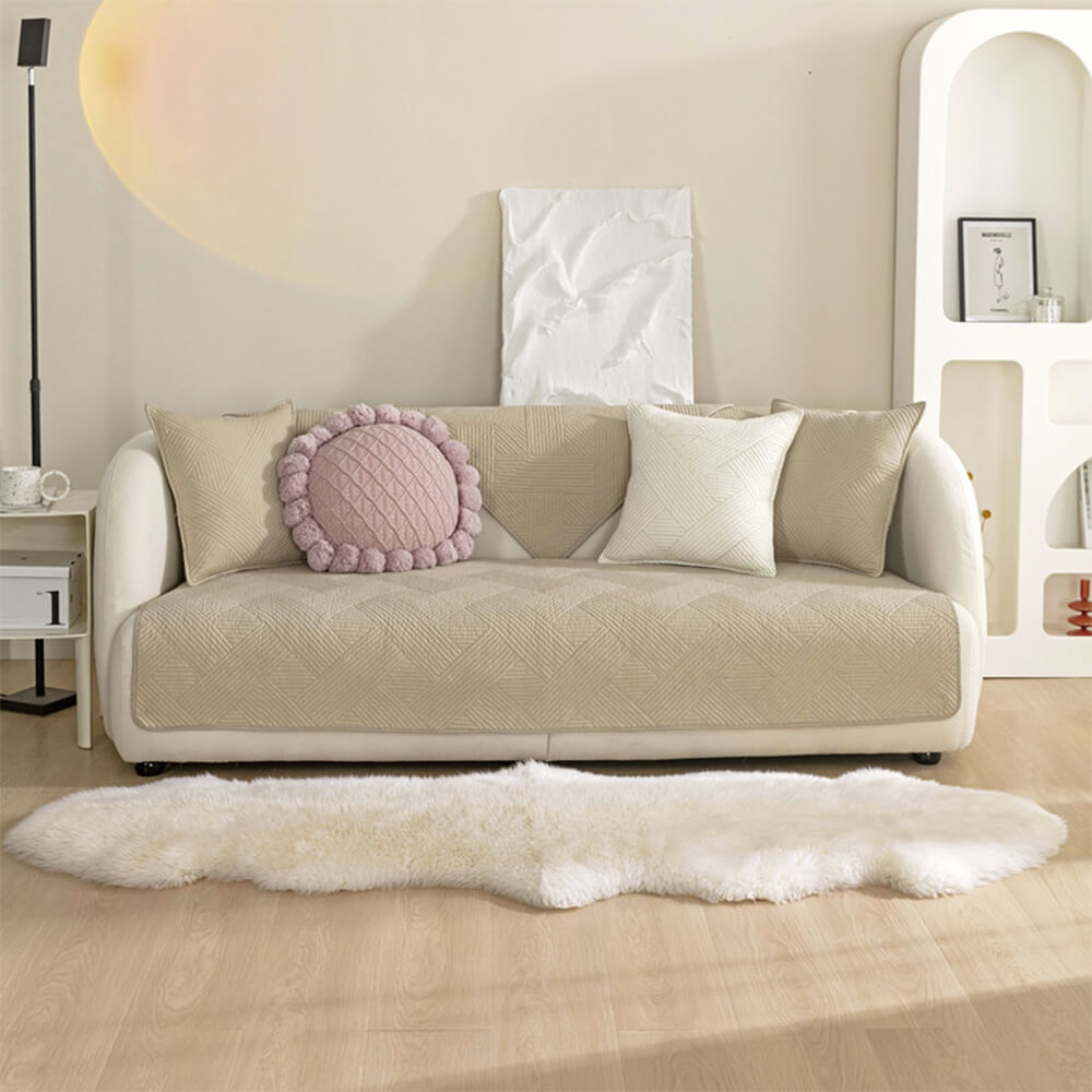 Minimalist All-Season Solid Cotton Geometric Sofföverdrag Carvallo