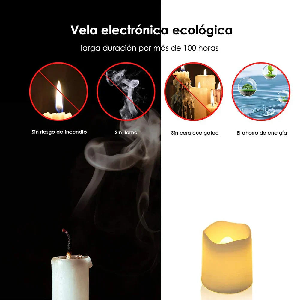 Batteridrivna LED-tealjus med varmvit fladdrande effekt Carvallo