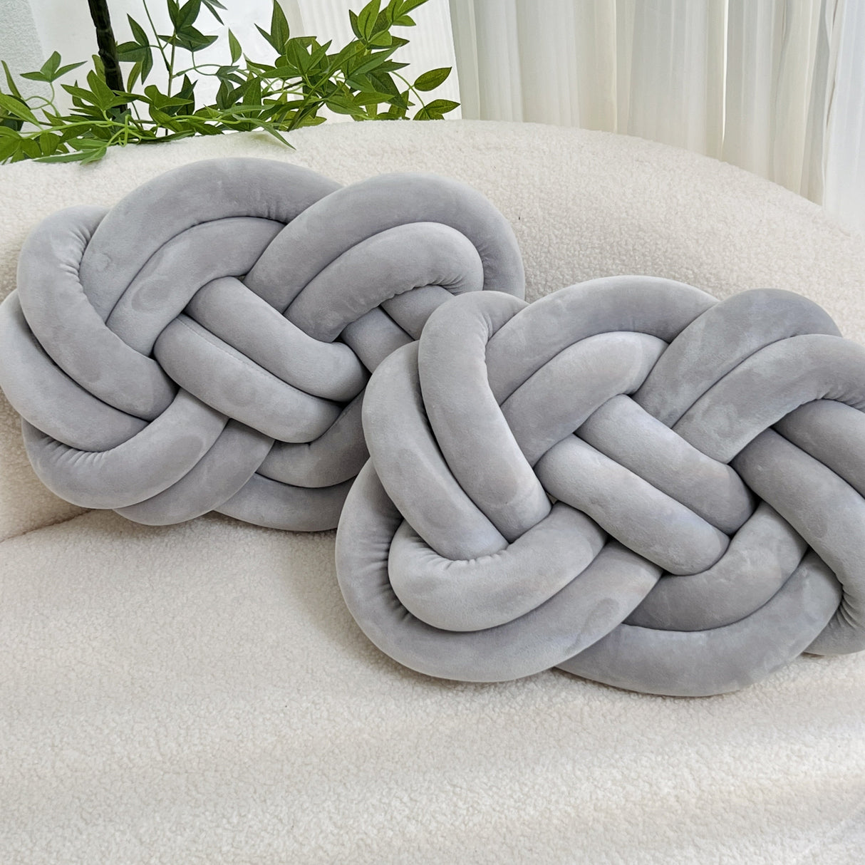 2 Stycken Knop Ball Kuddar - Mjuka Plysch Kuddar, Dekorativa Kuddar för Säng, Soffa och Vardagsrum Carvallo