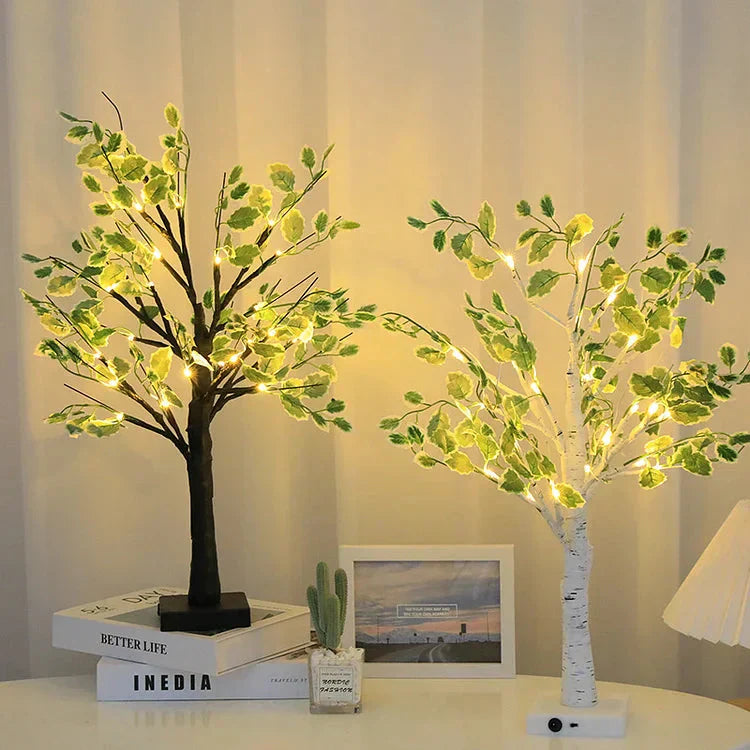 Dekorativa gröna blad LED trädbordslampor Carvallo