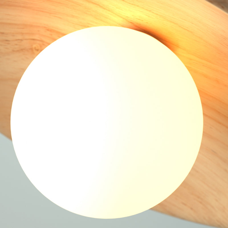 Elegant Trä Taklampa 1-Ljus Mini Semi-Flush Mount Hallbelysning Carvallo