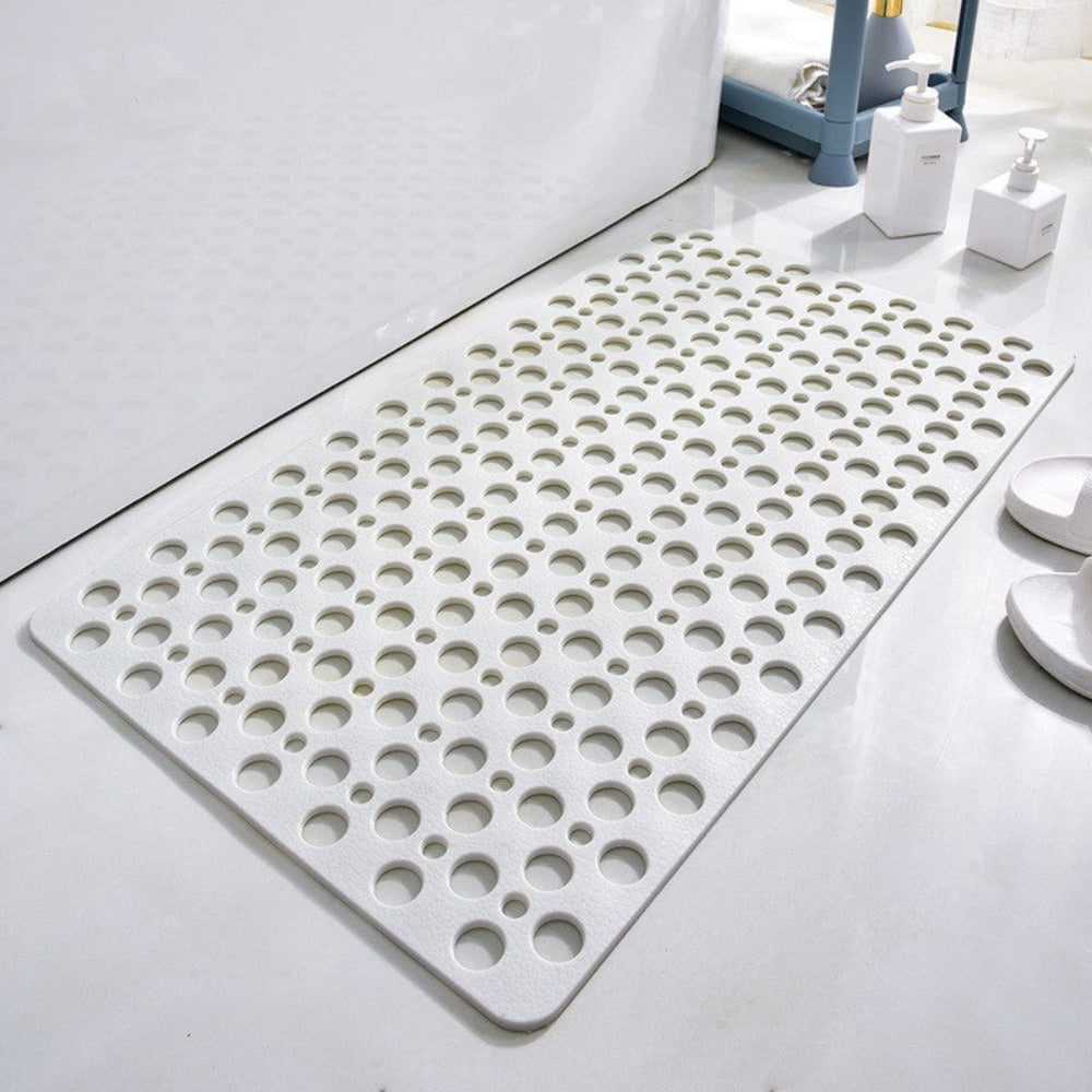 Anti-Slip Duschmatta | Rektangulär PVC Bad Säkerhetsmatta med Avloppshål för Badrum | Brick by Brick Carvallo