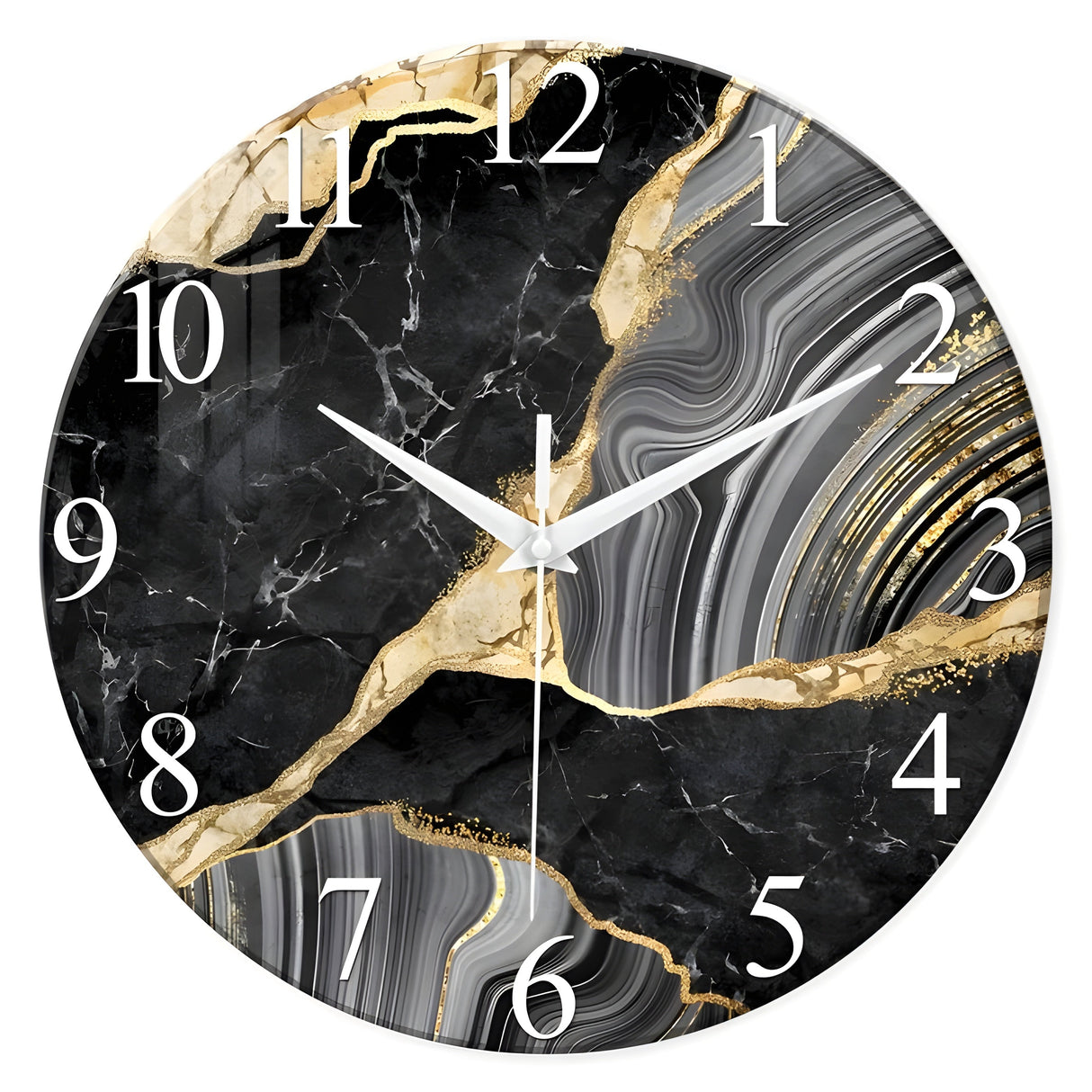 CrownQuartz Klocka - Modern Marmor Väggklocka Carvallo