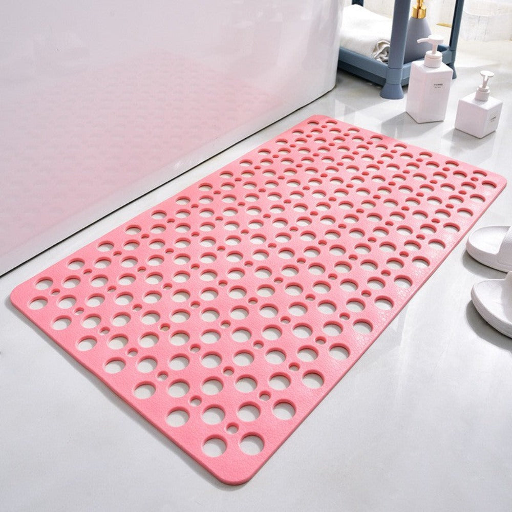 Anti-Slip Duschmatta | Rektangulär PVC Bad Säkerhetsmatta med Avloppshål för Badrum | Brick by Brick Carvallo