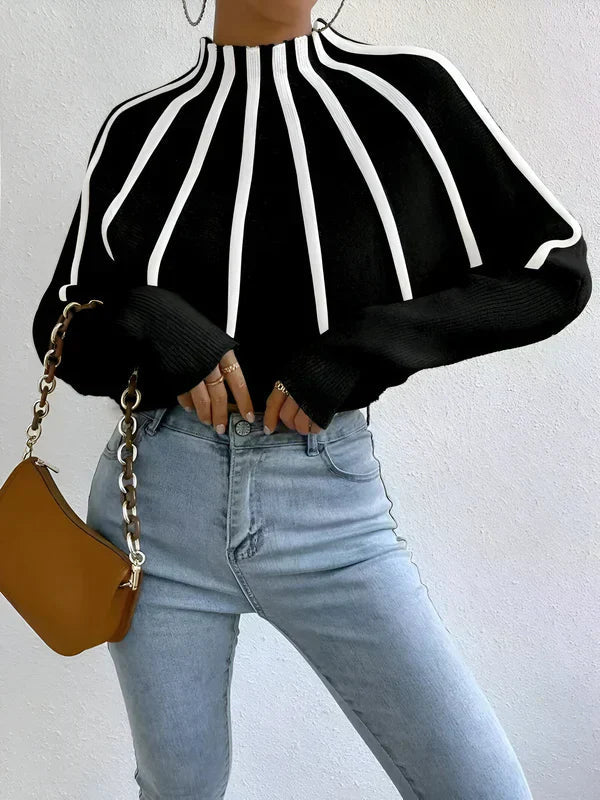 Dam Tröja Randig Mjuk Bomull Komfortabel Design Hemnix