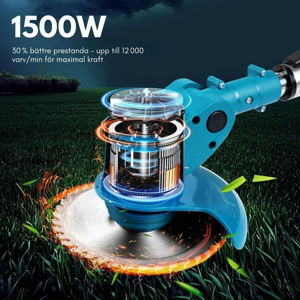 Trådlös & Hopfällbar Grästrimmer 36V – Justerbar Höjd, Hjul & 3 Bladtyper-trimmer-VaruZ-Hemnix