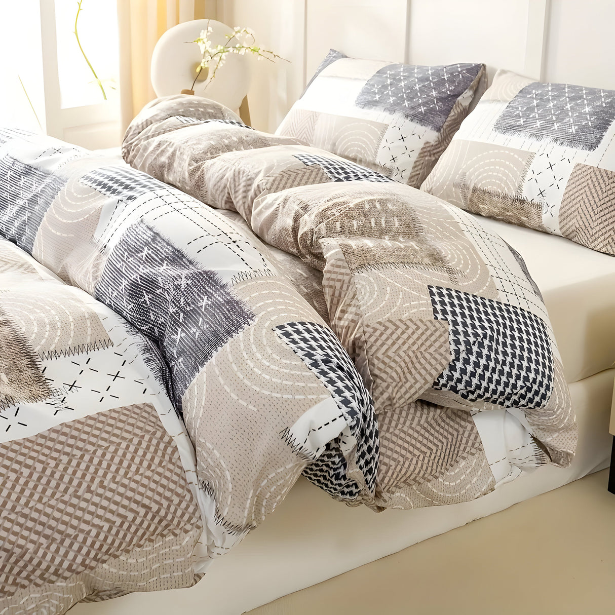 CozyNest Duvet Set - Mysigt & Andningsbart Patchwork-sängklädset Carvallo