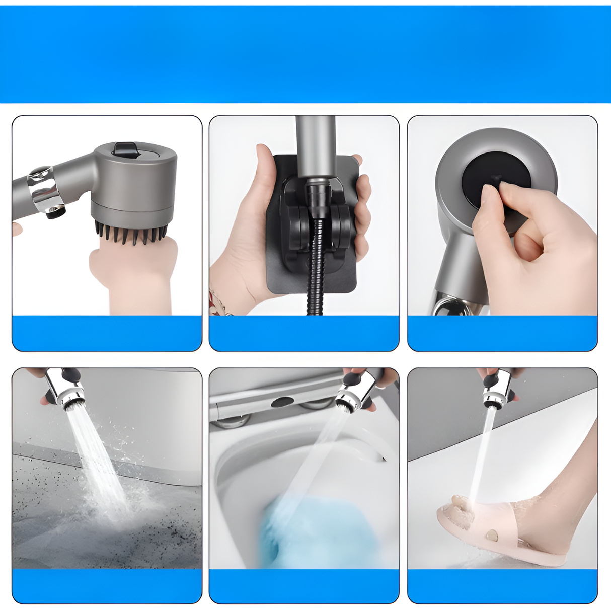 HydroPower Duschhuvud – Högtrycksduschhuvud med 3 lägen och massageborste Carvallo