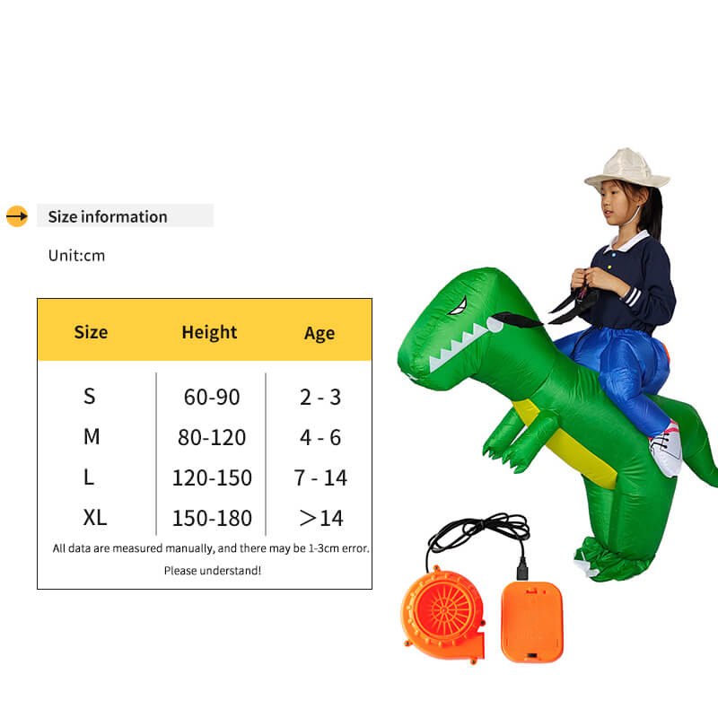 Uppblåsbar Dinosaurie Kostym för Barn & Vuxna-Utklädnad-BB-Hemnix