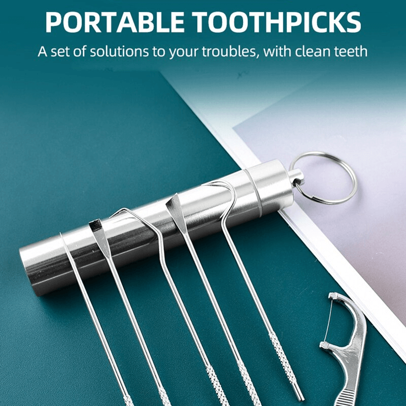 Tandpetarset i Rostfritt Stål Återanvändbart-Tandvård-BB-Hemnix