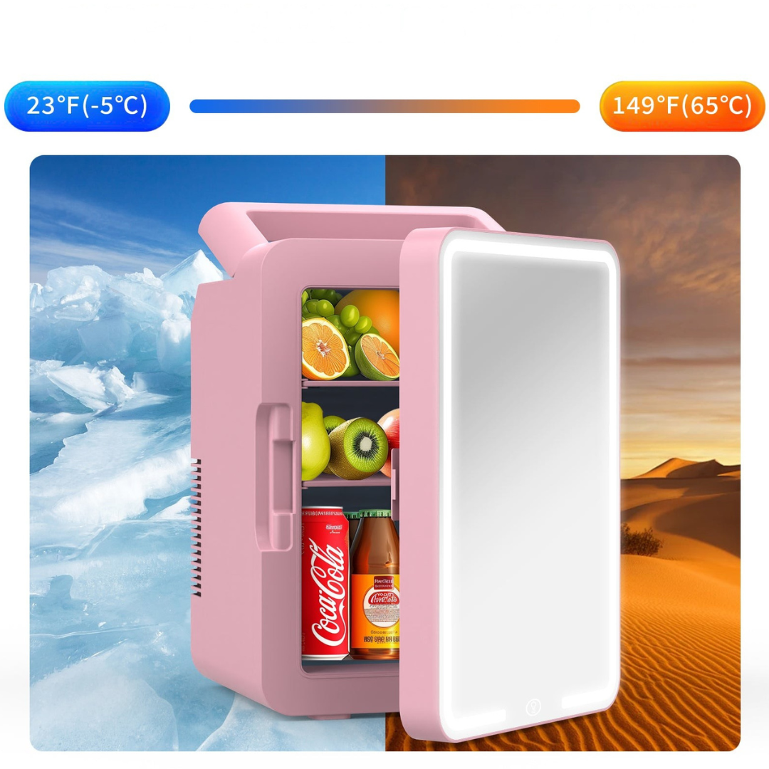 Mini Kylskåp Spegeldörr Portabel 12L Kylare Carvallo