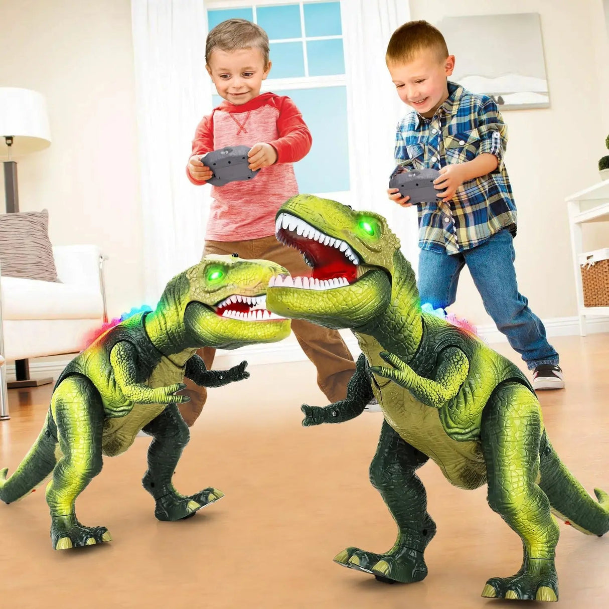 Fjärrkontroll T-Rex Dinosaurie Med LED Ljus, Gående & Vrålande Realistiska Dinosaurie Leksaker Carvallo