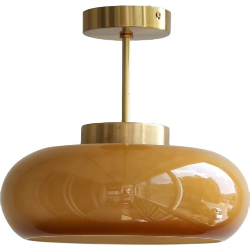 Taklampa Vintage Glas Mässing Semi Flush Carvallo